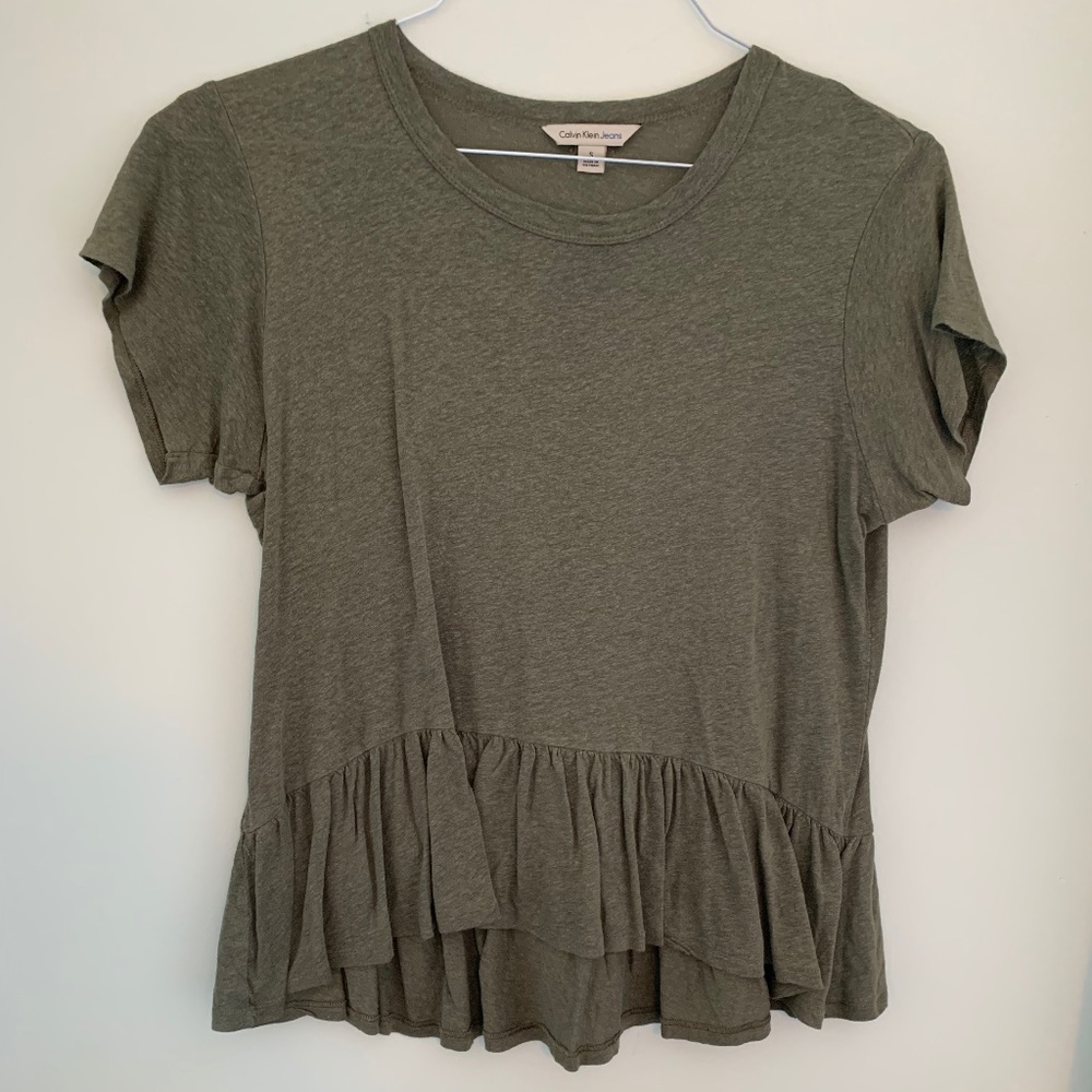 Calvin Klein Green Peplum Top